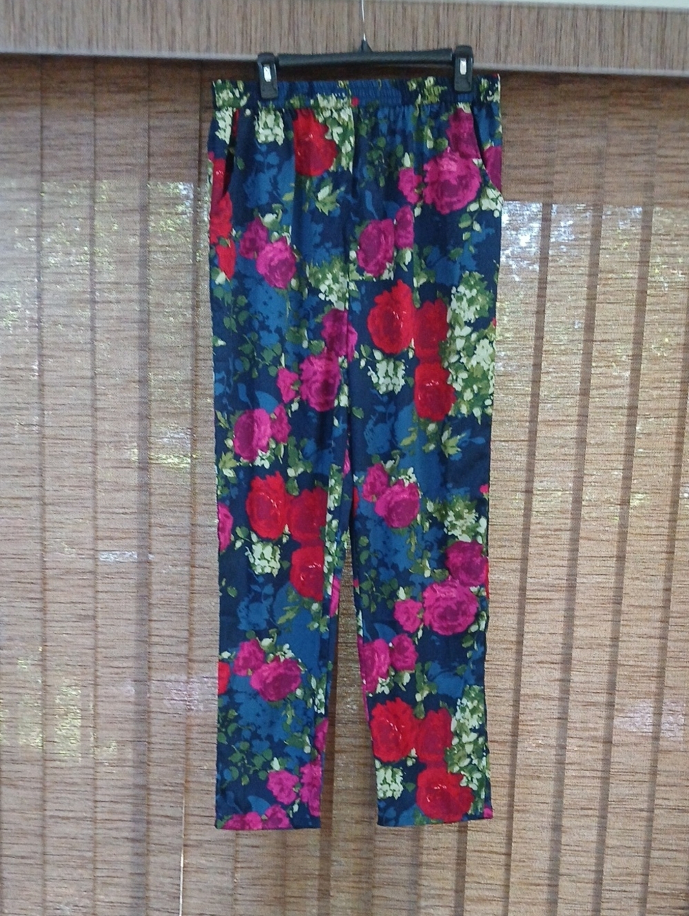 Navy Floral Elastic-Waist Lounge Pants